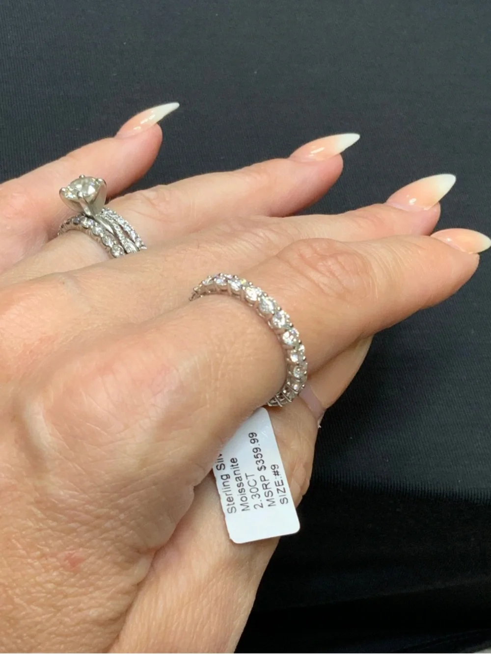 Sterling Silver Moissanite Eternity Band - Size 9